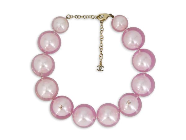 Chanel 17K Pink Encased Large Pearl Choker Necklace