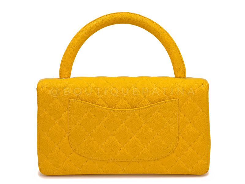 Chanel Vintage Caviar Kelly Bag Canary Yellow Parent 1997 Flap 24k GHW