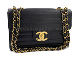 Chanel 1995 Vintage Black Caviar Horizontal Classic Jumbo Flap Bag 24k GHW