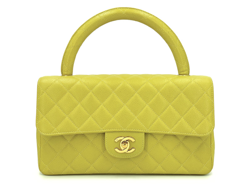 Chanel Green Coco Handle Caviar Mini Flap Quilted Leather Satchel