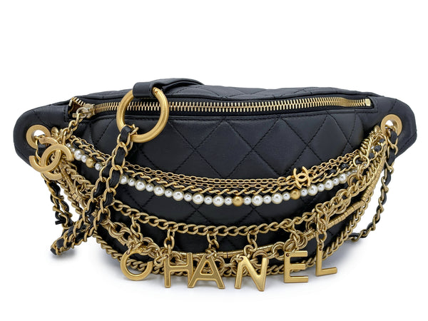 CHANEL Lambskin Quilted Banane Waist Bag Fanny Pack Black | FASHIONPHILE