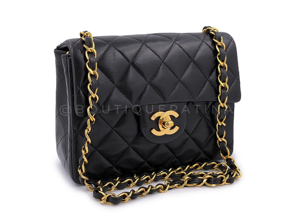CHANEL Suede Quilted Mini Square Flap Brown 81440