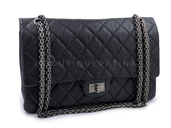 Chanel Black Aged Calfskin Reissue Medium 226 2.55 Flap Bag RHW