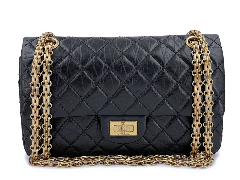 Chanel Black Aged Calfskin Reissue Small 225 2.55 Flap Bag GHW