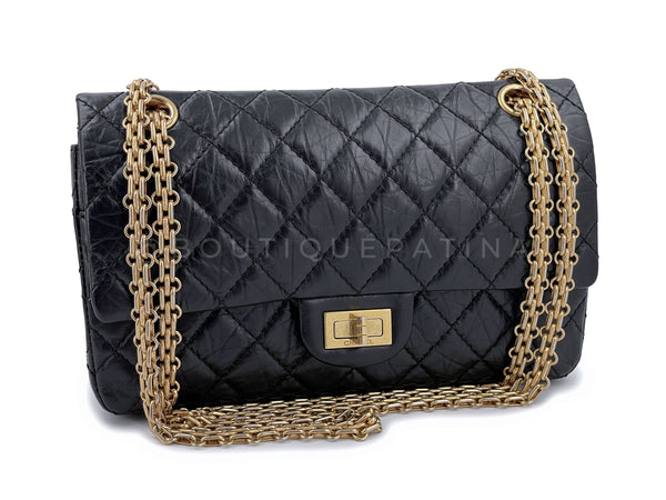 Chanel Black Aged Calfskin Reissue Small 225 2.55 Flap Bag GHW