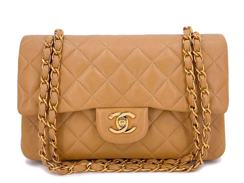 Pristine Chanel 1997 Vintage Caramel Beige Small Classic Double