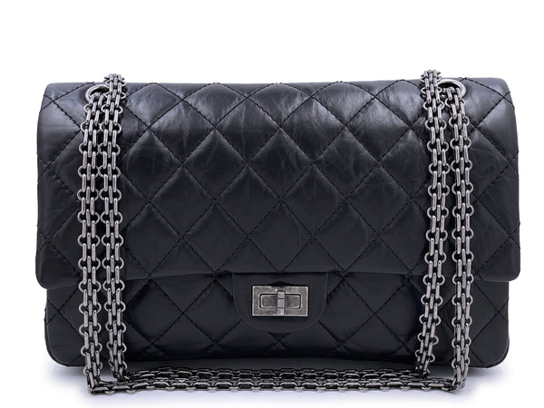 Chanel Black Quilted Goatskin Medium Flap Bag Ruthenium Hardware