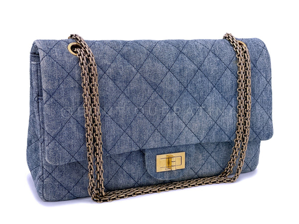 Chanel 2012 Denim Large 2.55 Reissue Double Flap Bag 227 GHW