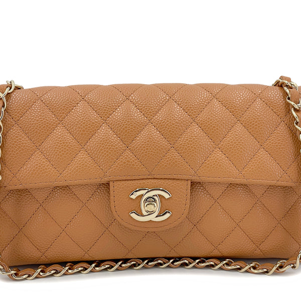 Chanel 2007 Vintage Caviar Caramel Beige Quilted East West Flap