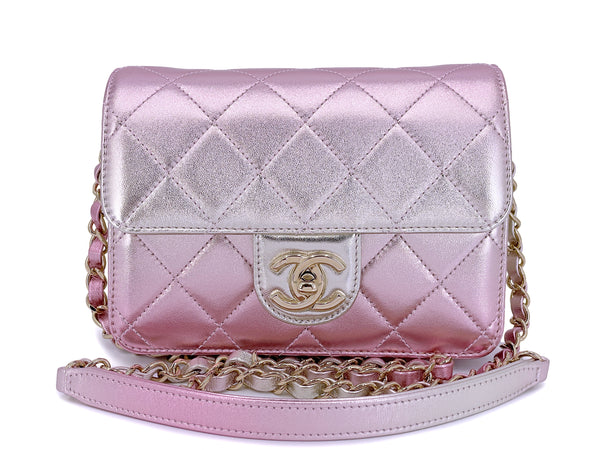 Chanel Metallic Mermaid Ombre Pink Mini Flap Bag GHW