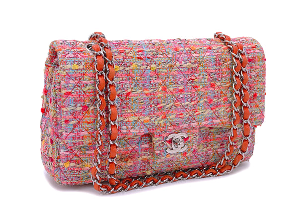 Chanel 2011 "Fruity Pebbles" Pink Tweed Medium Classic Double Flap Bag 24k GHW