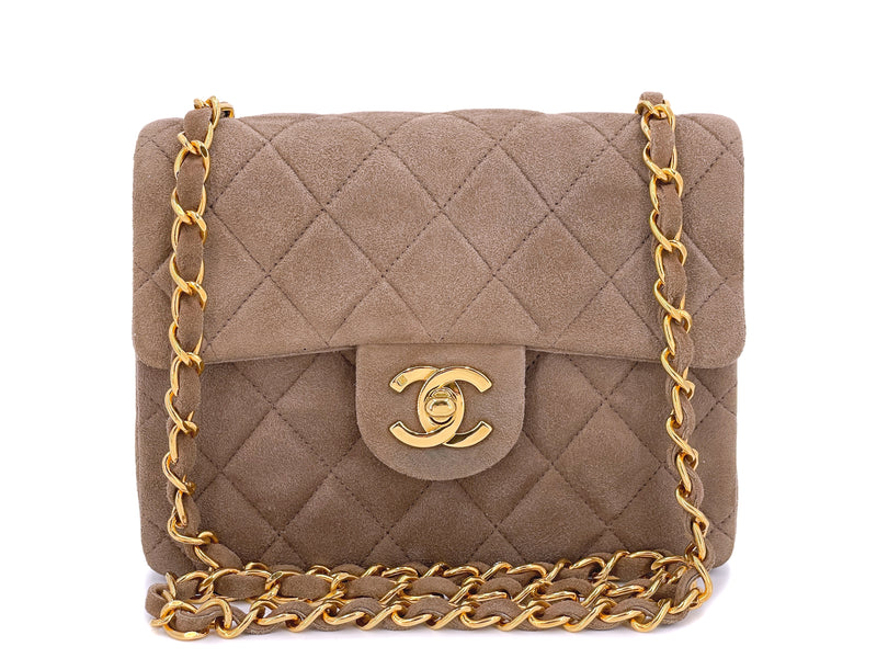Chanel 1994 Vintage Taupe-Chocolate Brown Suede Square Mini Flap Bag 2 –  Boutique Patina