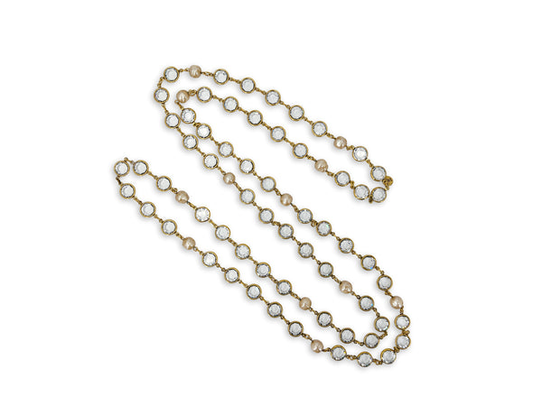 Chanel 14B Pearl and Baguette Crystal Triple Strand Choker