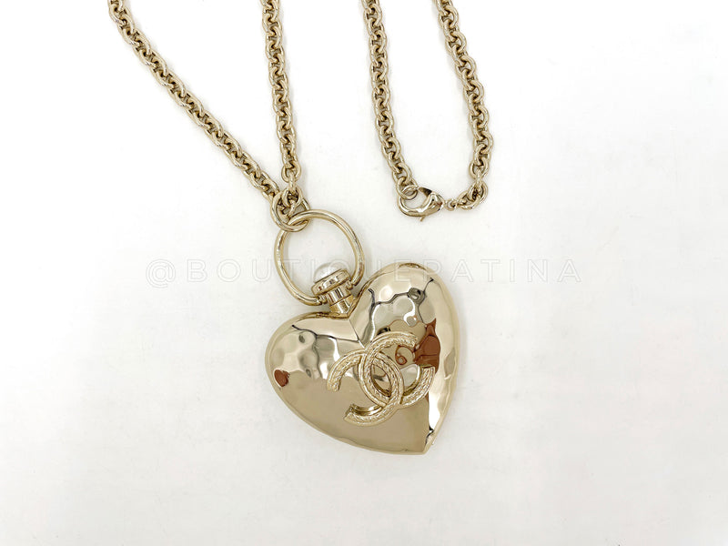 Chanel 22C Giant Heart Locket Pendant Necklace