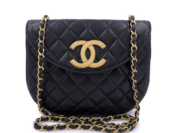 Chanel Black Caviar Leather Timeless Large Half Moon Flap Bag