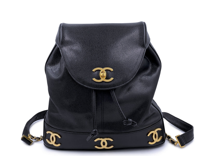 Chanel 1994 Vintage Black Caviar Classic Gold CC Backpack Bag 24k GHW –  Boutique Patina