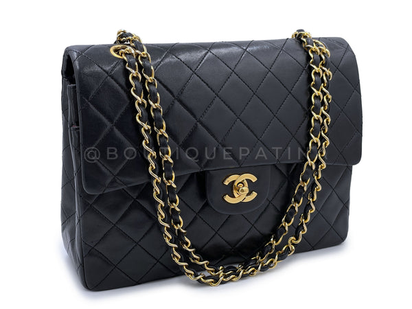 Chanel 1989 Vintage Black Tall Classic Double Flap Bag 24k GHW