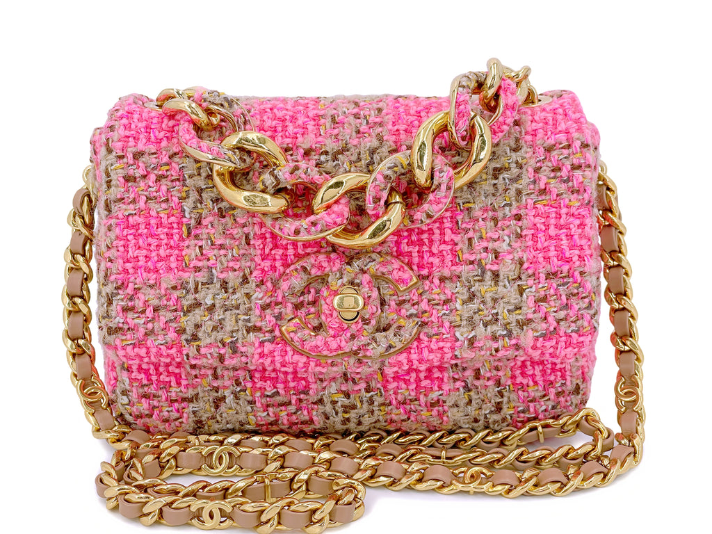 Chanel Classic Flap Fringe Jumbo Rare Limited Edition Pink & Purple Multi Tweed Shoulder Bag