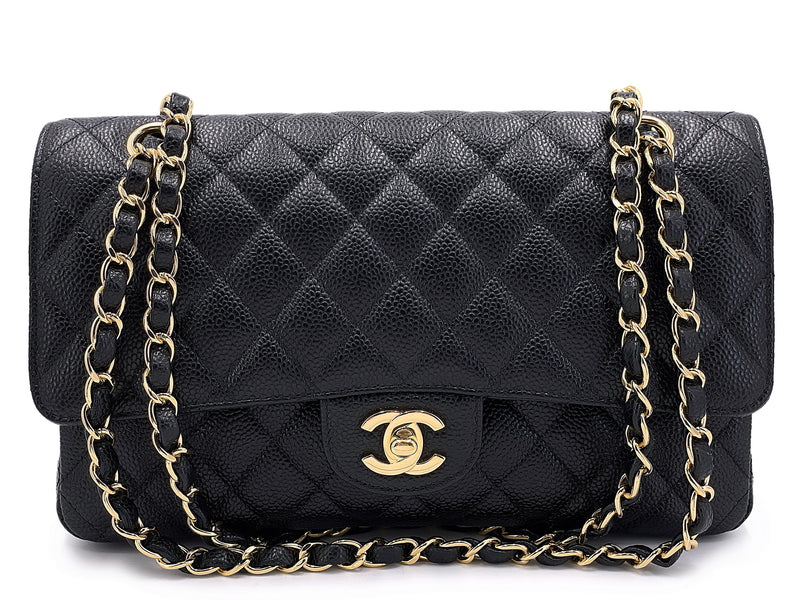 Chanel Black Caviar Classic Medium Double Flap Bag GHW