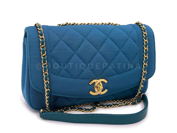 2015 Chanel Teal Quilted Jersey Mini Reissue Diana Classic Single Flap Bag