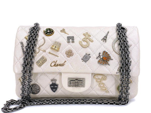 Chanel Pearl Classic Flap Bag in Ivory Faux Pearls, Silk with Pale