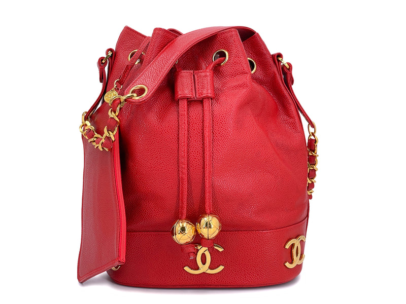 Chanel 1994 Vintage Red Caviar Bucket Bag Drawstring 24k GHW – Boutique  Patina