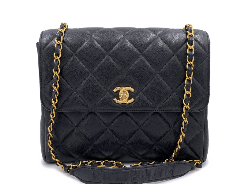 Chanel Vintage Black Lambskin Classic Double Flap Shoulder Bag