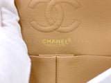 Chanel 2002 Vintage Milk Tea Beige Small Classic Double Flap Bag 24k GHW Lambskin