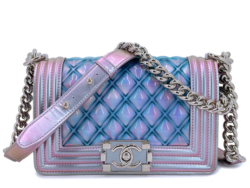 Chanel Spring 2021 Pink Small Rainbow Classic Flap Bag For Sale at