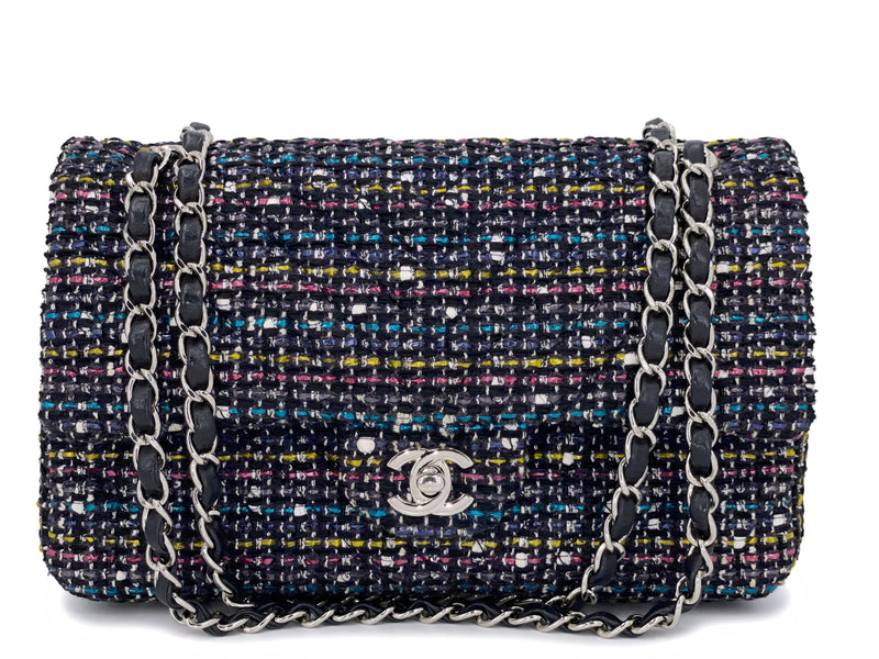 Chanel 2015 Rainbow Tweed Medium Classic Double Flap Bag SHW