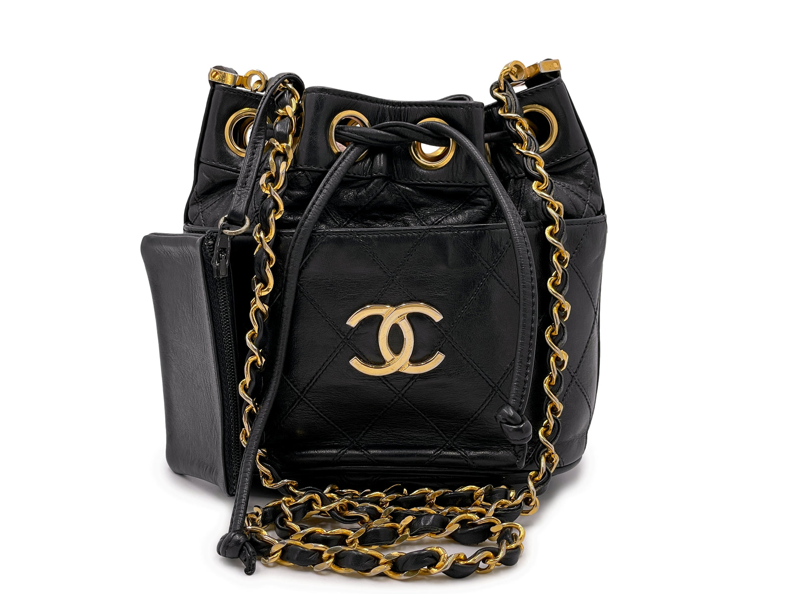 Chanel ヴィンテージ　カクテルbag 超レア貴重品　CHANEL Vintage 24k Bag Tote Weekender XL Supermodel Quilted Black バッグ