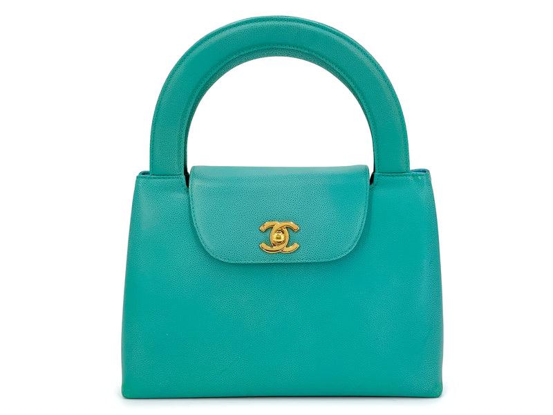 Rare Chanel 1997 Vintage Turquoise Green Caviar Mini Kelly Bag 24k GHW –  Boutique Patina