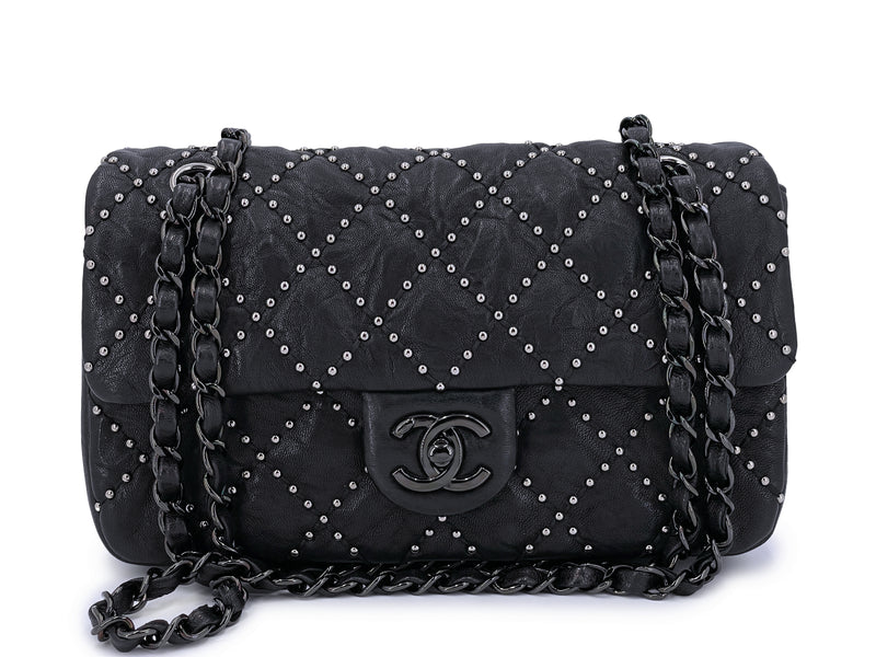 Chanel 2014 Paris Dallas Métiers d'Art Black Studded Medium Flap Bag
