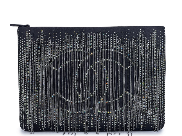 Chanel Crystal Clutch Bag 2018 Dripping Chains Logo O Case Limited