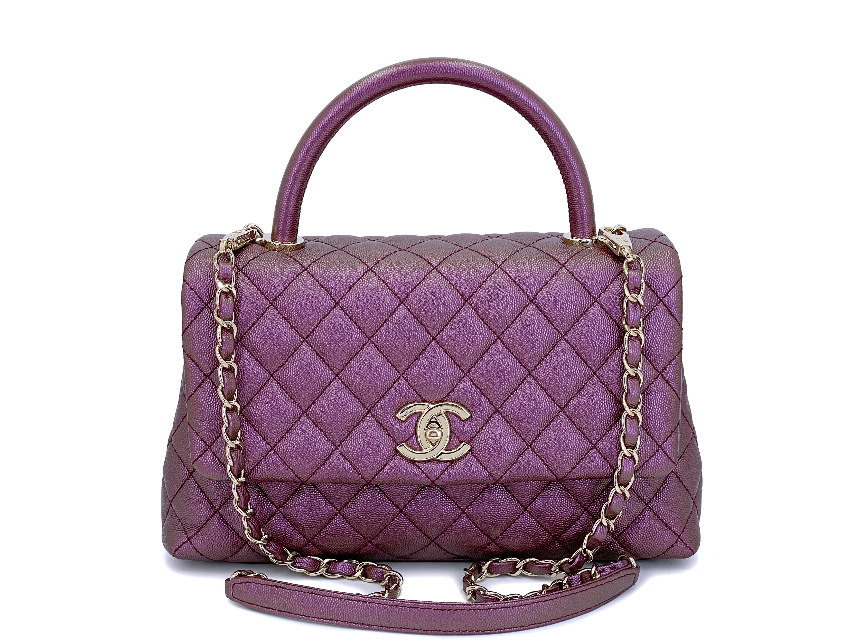 Chanel Irisdescent Purple Caviar Small-Medium Coco Handle Kelly Flap B –  Boutique Patina