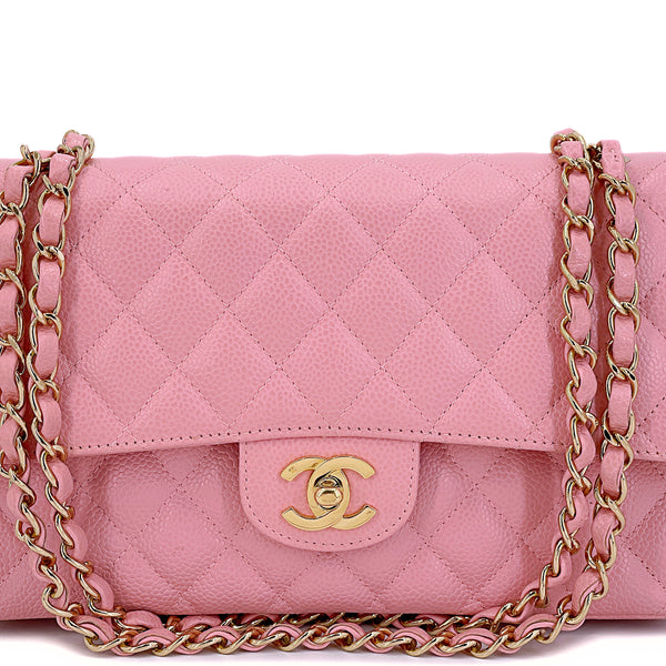 Chanel vintage classic flap mini square caviar bag in Sakura pink SHW  [authentic]