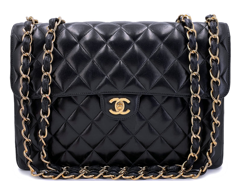 Chanel Black Quilted Lambskin Small Vintage Classic Double Flap Bag Chanel