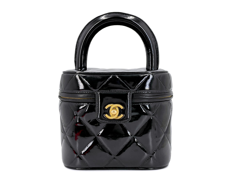 Chanel Vintage Black Patent Vanity Case Top Handle Bag 24k GHW – Boutique  Patina