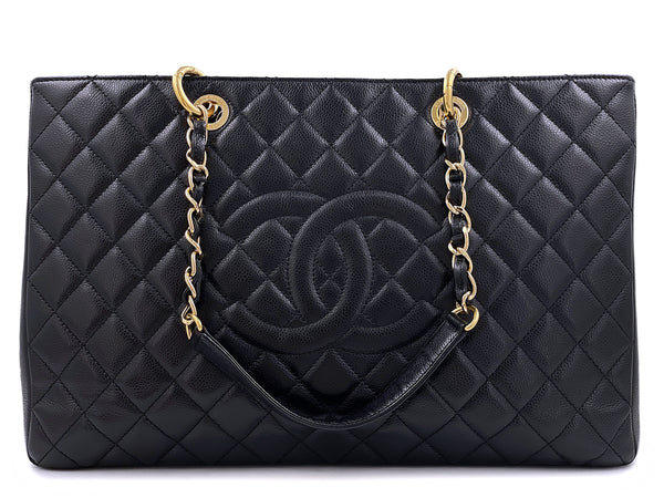 Authentic Chanel Caviar Medallion Tote Deep Navy