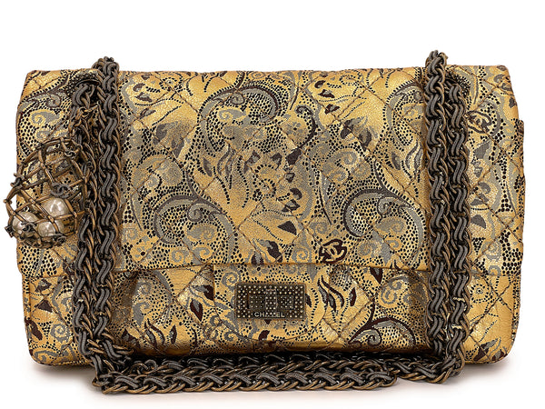 Chanel 2009 Paris-Moscou Gold Brocade 2.55 Reissue Flap Bag 225