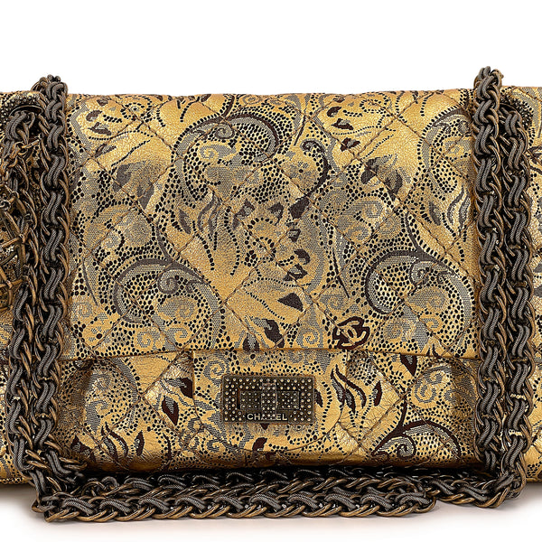 Chanel 2009 Paris-Moscou Gold Brocade 2.55 Reissue Flap Bag 225