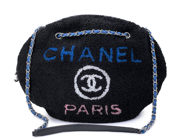 Rare Chanel Large Deauville Shearling Camera Tote Bag SHW