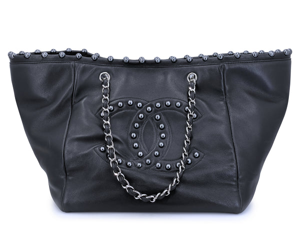 Rare Chanel Vintage Black Pearl Obsession XL Tote Bag SHW