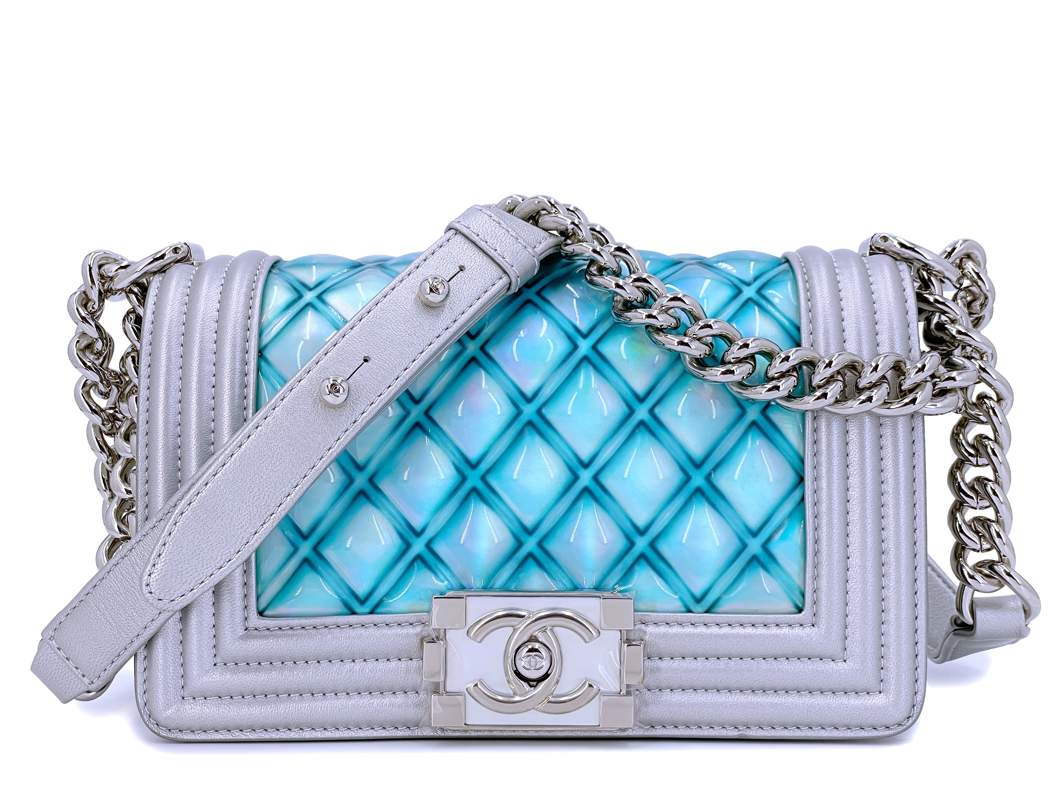 Chanel Camera Shoulder Bag In Light Blue Leather And Pvc Auction