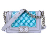 Chanel 18S Turquoise Mermaid Iridescent Water Boy Flap Bag Small