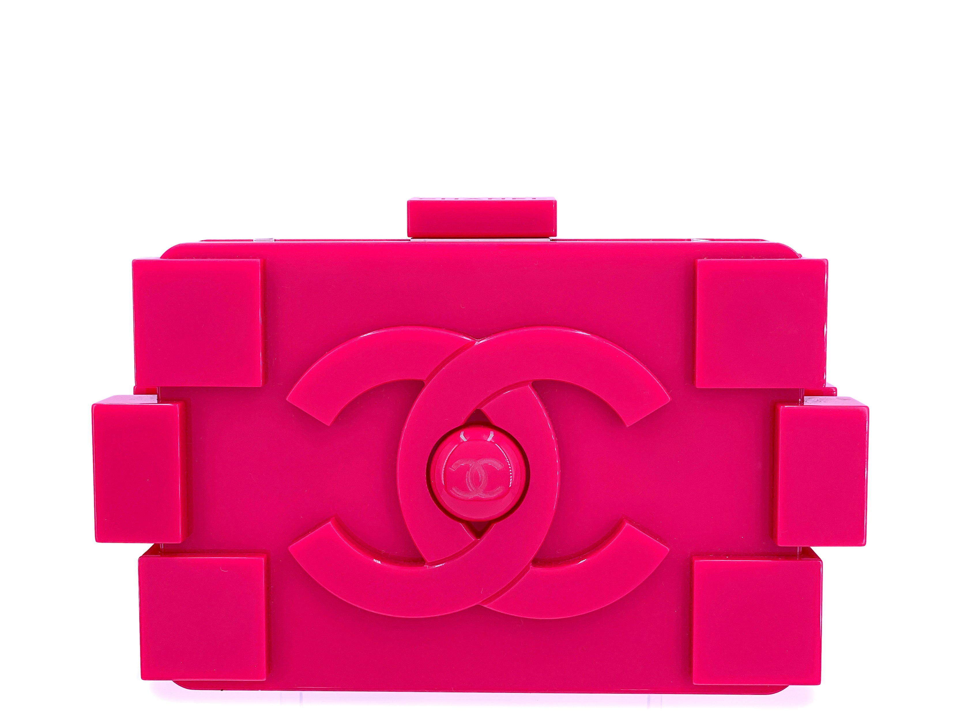 CHANEL Plexiglass Boy Brick Lego Clutch Black Pink 332161