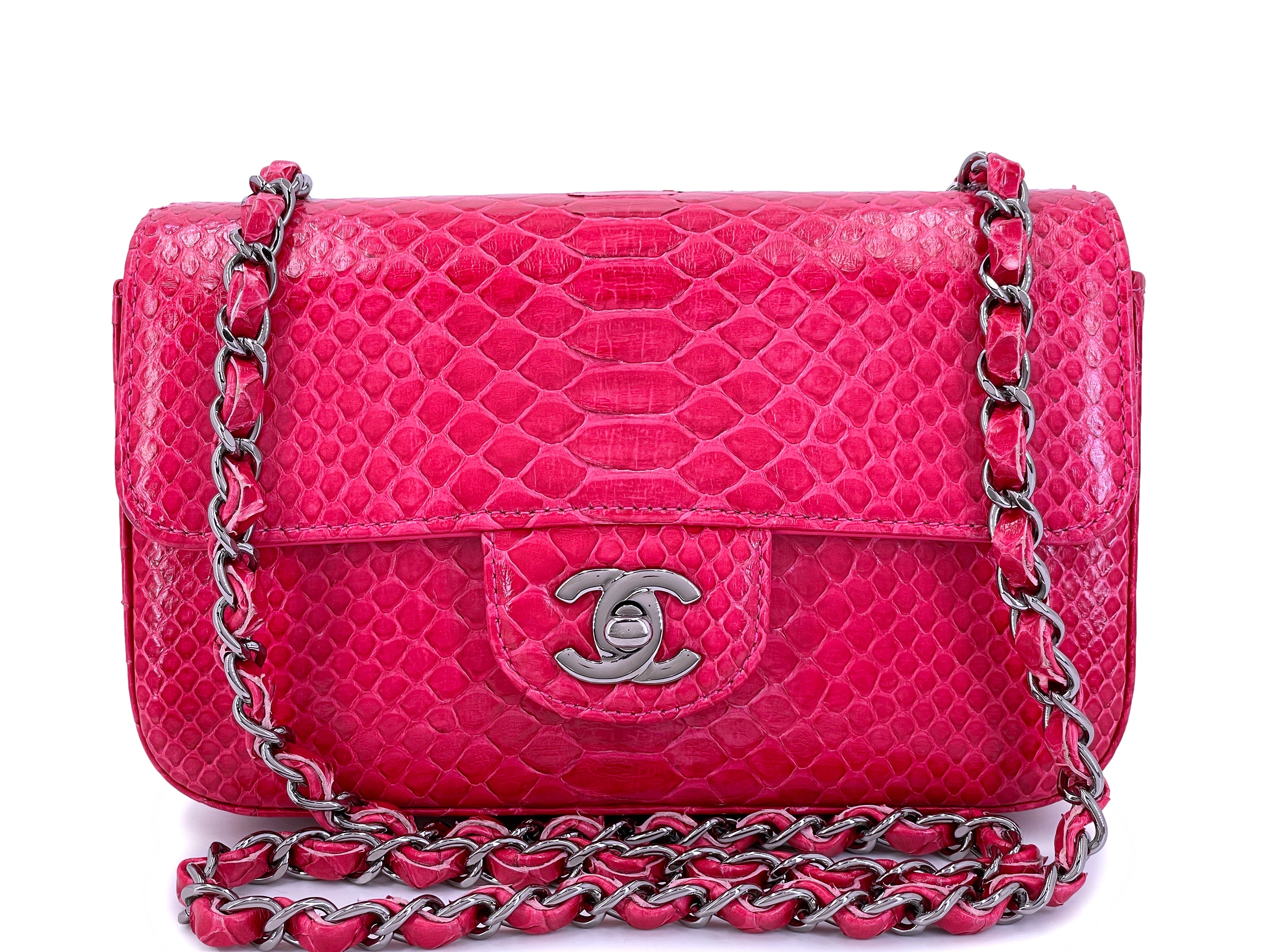 hot pink chanel purse black