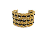 Chanel 1980s Vintage Woven Rolo Chain Cuff Bracelet