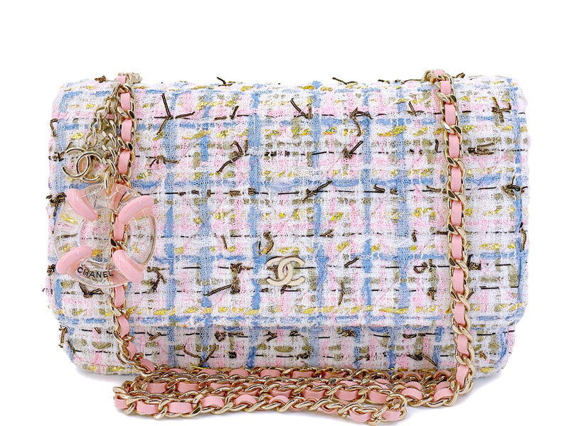 Chanel 19C Pink Tweed Life Raft Charm WOC Wallet on Chain Bag