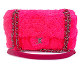 Chanel Neon Pink Terry Fur Flap Bag